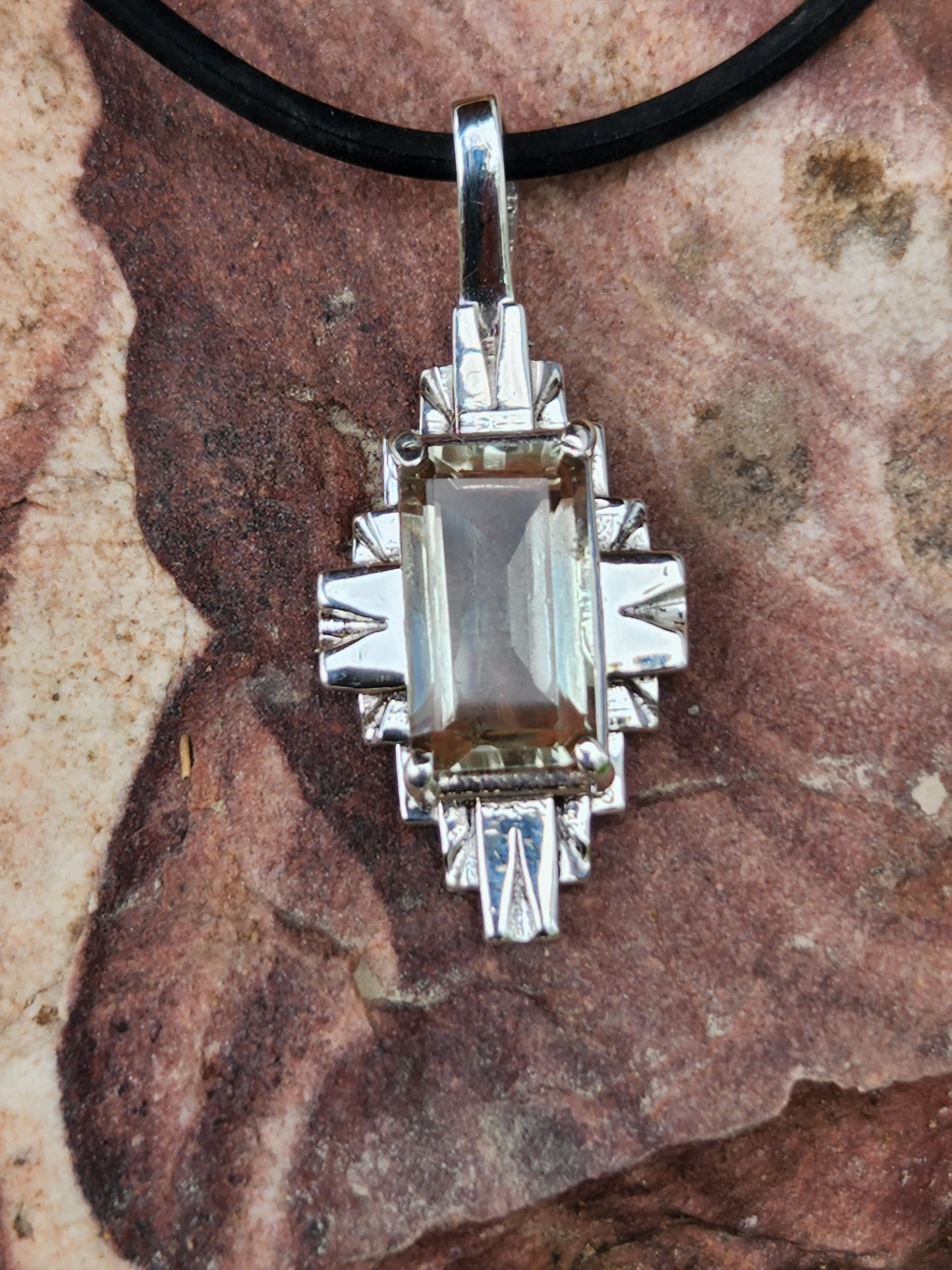 silver .925 Zia with citrine rectangle.